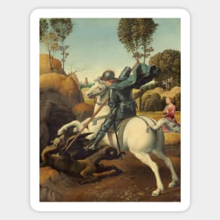 Saint George and the Dragon Oil Painting By Raphael Sticker